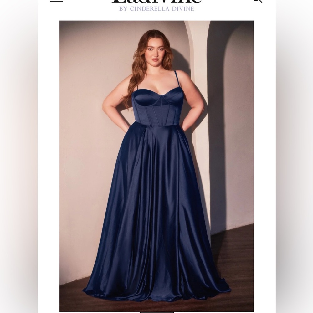 Cinderella Divine Navy Blue Satin Corset Gown